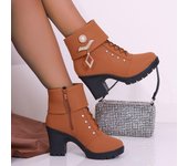 Botas de mujer nuevas con cordones hasta el tobillo, botas casuales, zapatos de tacón alto a la moda para mujer, botas de plataforma de primavera para mujer 35