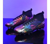 Botas de fútbol para hombre, zapatos de fútbol de tobillo alto con puntas largas, botines de fútbol FG para exteriores, botas de fútbol, ​​zapatos de entrenamiento deportivo de fútbol 33 negro