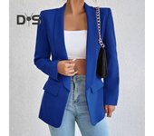 Abrigo de Traje para Mujer Solapa Manga Larga Frente Abierto Tapeta Desabrochada Chaqueta de Traje Color Sólido Corte Holgado Ropa Exterior de Negocios L verde