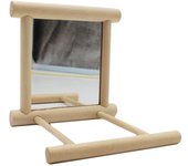 Espejo de madera para pájaros, juguete interactivo con perchas, soporte para perchas de periquitos pequeños, suministros para loros, accesorios para jaulas.