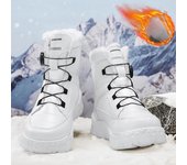 Botas de nieve con cordones de invierno para hombre, botines impermeables y cálidos, con forro de piel antideslizante, botines bajos, zapatillas altas para exteriores, senderismo y caminar. 39