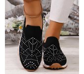 Zapatillas planas para mujer, zapatillas de deporte con cristales brillantes a la moda, zapatillas informales sin cordones, zapatillas de verano vulcanizadas para mujer, zapatillas para mujer 36