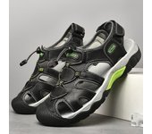 Sandalias de Cuero para Hombres al Aire Libre de Talla Grande Verano Casual Zapatos de Playa de Vacaciones para Hombres Sandalias Antideslizantes de Moda al Aire Libre 39 negro