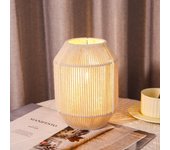 Lámpara de mesa JHY DESIGN de 20 cm con pantalla textil, funciona con pilas, elegante iluminación indirecta, lámpara de noche a pilas con temporizador de 6 horas.