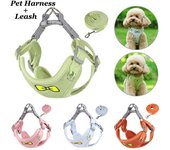 Arnés de pecho para mascotas, conjunto de arnés y correa para perros bordados estilo chaleco, arnés de correa de pana para perros pequeños y medianos XL azul