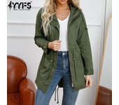 YYFS Moda Mujer Casual Color Sólido Estampado Otoño Invierno Manga Larga Chaquetas Y Abrigos Con Capucha S blanco