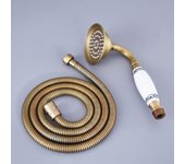 Cabezal de ducha de mano con teléfono de cerámica de latón antiguo y juego de ducha con rociador de mano que ahorra agua con manguera de 1,5 m Nhh116 Style A
