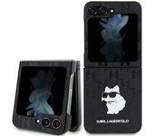 Funda con monograma Saffiano de Karl Lagerfeld y broche Choupette para Samsung Galaxy Z Flip 5 (negro)