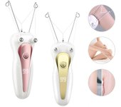 Depiladora eléctrica para el cuerpo, afeitadora de hilo de algodón para piernas y brazos, recargable para mujer color rosa