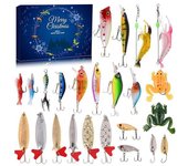 Señuelos de pesca Calendario de Adviento aspecto realista diseño de anzuelo triple cuenta atrás de Navidad Señuelos de pesca juego de cebos artificiales