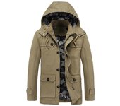 Chaqueta fina informal de talla grande para otoño e invierno para hombre, gabardina versátil de talla media y larga para hombre M caqui