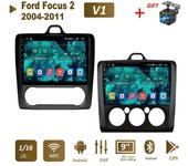 Radio de coche Android de 9 pulgadas para Ford Focus 2 3 Exi MT AT Mk2 Mk3 2004-2011 2Din GPS Carplay Video pantalla de navegación negro 1 + 16GB MT negro