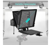 Teleprompter portátil de 14 pulgadas, apuntador universal con soportes dobles para zapata fría y orificio roscado de 1/4 pulgadas negro