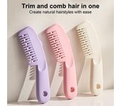 Peine para cortar el pelo, 3 niveles, ajustable, portátil, de viaje, multifuncional, para hombres y mujeres, herramientas de peinado. púrpura