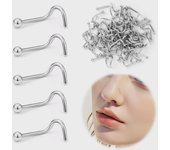 Piercings nasales mixtos de acero inoxidable 316 y anillos de gancho curvos