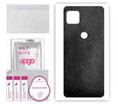 apgo Protective Skin Sticker for the back compatible with Motorola Moto G Power 2021, Wrap Film, Foil, Vinyl - Pattern Black Leather
