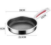Sartén de acero inoxidable 316 antiadherente de grado alimenticio, con fondo de panal, para cocina de inducción, cocina de gas, wok general, 22/28/30 cm