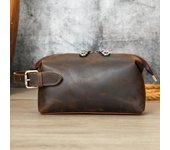 Bolso de pecho de cuero Crazy Horse, bolso de hombro para hombre, bandolera vintage, bolso de pecho de cuero genuino de vaca con capa superior. café