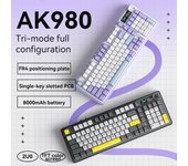 Ajazz Teclado mecánico para juegos AK980 inalámbrico Bluetooth de pantalla pequeña con iluminación ambiental para uso en la oficina Rabbit sunflower Switch negro