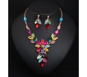 Joyas exageradas, collar de flores con piedras preciosas de cristal, juego de aretes, cadena de clavícula. champagne