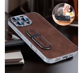 Funda de teléfono con soporte de anillo invisible para iPhone 16, 15, 14, 13, 12, 11, 16 Plus, 16 Pro Max, cubierta trasera anticaída de cuero PU mate antihuellas iPhone 14 Pro Max azul
