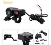 Cargador de teléfono móvil USB dual multifuncional para motocicleta negro