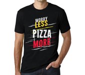 Camiseta Vintage para hombre, camiseta gráfica, Worry Less Pizza More Deep Black White Text XS negro
