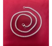 Collar de 18/20/24 pulgadas de cadena de caja redonda de plata 925 de 5 mm para mujer, hombre, joyería de encanto de compromiso de boda de moda 45cm plata
