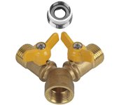 Adaptador de manguera de doble grifo de 2 vías para riego de jardín de latón G1/2 Conector de grifo doble
