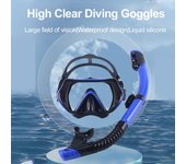 Máscara de buceo libre, gafas de natación panorámicas de alta transparencia, vidrio templado con cubierta para la nariz negro/verde