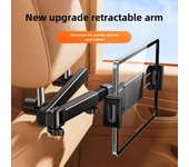 Soporte retráctil para tableta y teléfono móvil en la parte trasera del coche: Soporte para reposacabezas del respaldo del asiento negro