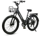 Bicicleta eléctrica Samebike RS-A01 Plus con motor de 750 W, batería de 48 V y 14 Ah, neumáticos anchos de 26 x 3 pulgadas, para uso urbano. negro