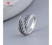 BELLA BOX Versión coreana Alas de ángel personalizadas Imitación S925 Plata tailandesa Hecho antiguo Ins Moda Multitud Dedo índice Anillo abierto Mujer 【 Opening Adjustable 】 blanco