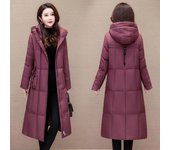 Chaqueta de plumas para mujer, nueva chaqueta de otoño e invierno gruesa de longitud media por encima de la rodilla para mujer M rojo