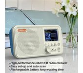 Radio Digital AM FM portátil, sintonizador Digital de radio recargable, compatible con puerto USB TF, temporizador de apagado azul