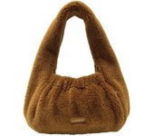 1342 Bolso tote pequeño horizontal de piel sintética de ecopiel esponjosa con un solo hombro SC Baby Lou Dumpling A [Rootote] (01 Chocolate)