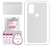 apgo Protective Skin Sticker for the back compatible with Motorola Moto G Play Gen 2, Wrap Film, Foil, Vinyl - Pattern Transparent Carbon