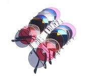 Gafas de sol redondas de plástico para mujer, lentes de sol con montura, estilo Retro, a la moda Style 2 negro