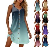 Vestidos de verano para mujer, estilo bohemio, para playa, sin mangas, con estampado de camiseta, vestidos de verano L