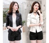 Chaqueta corta de cuero para motocicleta nueva primavera y otoño para mujer ropa delgada abrigo para mujer XXXXL