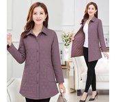 Chaqueta acolchada de otoño e invierno para mujer de mediana edad, abrigo para madre, chaqueta acolchada fina y cálida, chaqueta holgada de manga larga de talla grande y mediana. M rojo