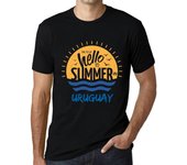 Camiseta vintage para hombre Camiseta gráfica Hora de decir hola al verano en Uruguay Negro profundo XS negro