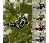 Colgante para espejo retrovisor de coche, armadura de bombero, uniforme de bombero, accesorio para árbol de Navidad, adorno de gnomo, colgante para interior A