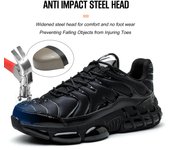 Zapatos de seguridad para hombre para el trabajo Botas de seguridad Zapatos de construcción indestructibles Zapatos de trabajo de protección con punta de acero para hombre Botas antipuñaladas 40 negro