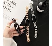 Correa de Metal para Xiaomi Mi Band 8 7 6 5 4 3, pulsera de acero inoxidable con cadena vaquera a la moda para Miband 5 6 4 3, pulsera de repuesto For Mi Band 3 4 negro