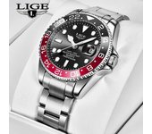 Relojes LIGE de negocios a la moda para hombre, reloj resistente al agua con fecha automática, reloj militar para hombre, relojes de pulsera deportivos de acero inoxidable para hombre rojo/azul