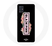 Coque pour Samsung Galaxy A71 Blackpink Groupe de K-pop Logo Noir Rose Fond Noir