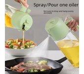 Botella de vidrio con pulverizador de aceite de doble uso para cocina y freidora de aire: Pulverizador atomizador a prueba de fugas Green/Spray-Pour Integrated