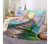 Manta de franela con tema de paisaje de jardín pintado en 3D, suave, ligera, cálida para sala de estar, dormitorio, cama, sofá, niños, adultos, regalos 80*120cm
