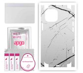 apgo Protective Skin Sticker for the back+sides compatible with Apple iPhone 13 mini, Full Wrap Film, Foil, Vinyl - Pattern White Marble